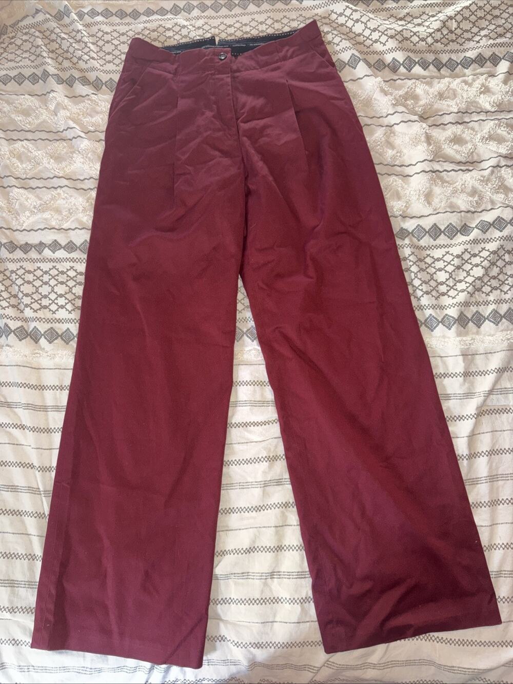 Anthropologie The Essentials Wide Leg Red Wine Pants Size 10